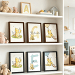 Personalized Classic Winnie the Pooh 3-Piece Canvas Prints with Name and Initial Nursery Decor Ship from USA Birthday Gift for New Baby