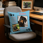 Personalized Paw Print Pet Photo Soft Throw Pillow Cover with Name and Text Home Decor Memorial Gift for Pet Lover