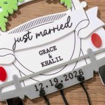 Personalised Multicolour Wedding Car Acrylic Ornament with Text Newly Married Christmas Wedding Anniversary Gift for Newlyweds