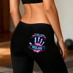 Personalised This Ass Belongs To Handprint Pattern Stretch Leggings Yoga Pants with Name Daily Wear Anniversary Gift for Wife Girlfriend