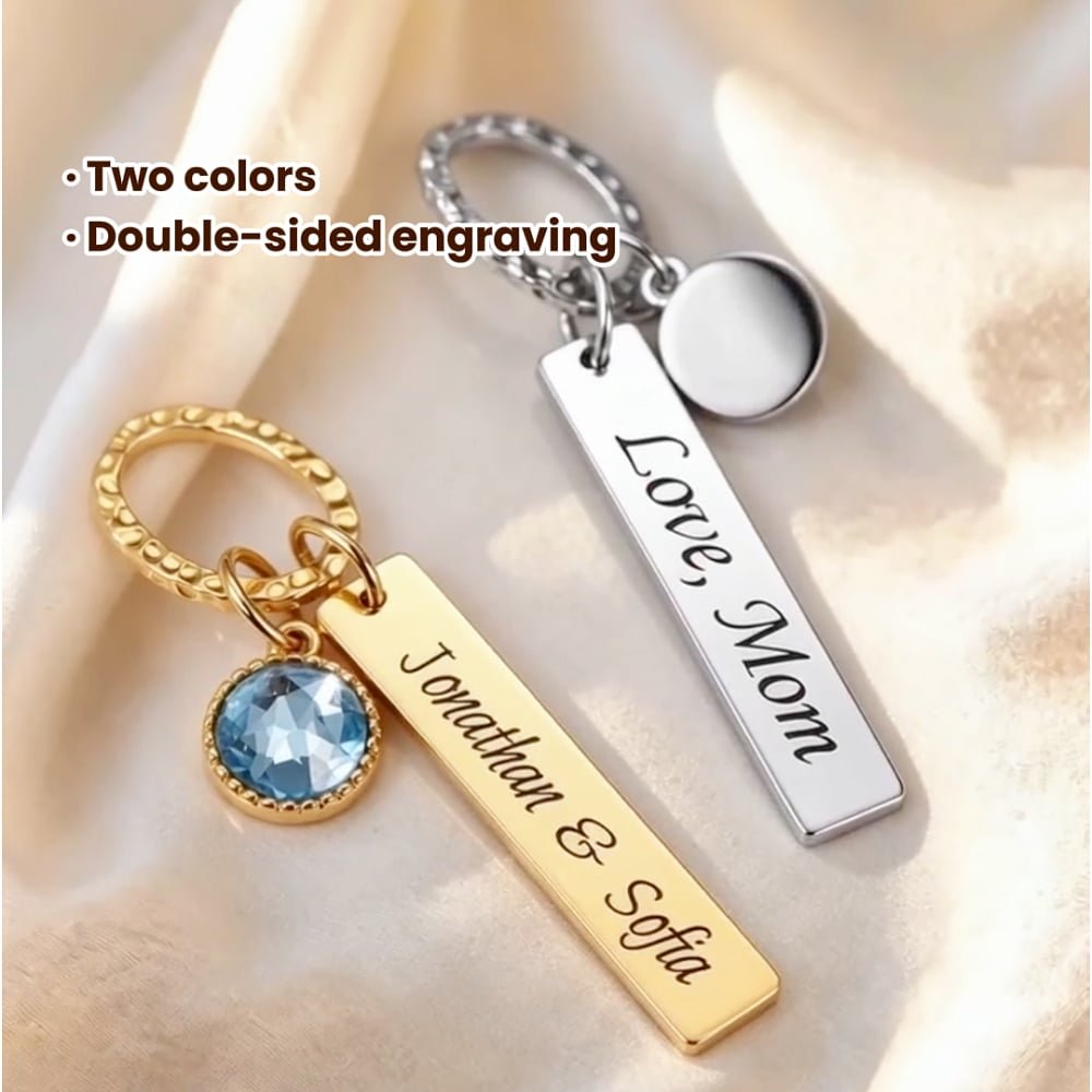 Personalised Blue Crystal Bridal Bouquet Charm with Engraved Text and Card Something Blue Wedding Gift for Bride 3