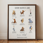 Personalised Classic Winnie the Pooh Canvas Prints with Name and Text Ship from USA Nursery Wall Decor Birthday Gift for Newborn Baby