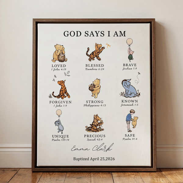 Personalised Classic Winnie the Pooh Canvas Prints with Name and Text Ship from USA Nursery Wall Decor Birthday Gift for Newborn Baby