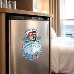 Aimant frigo personnalisé avec nom pour couple de personnages de bateaux de croisière Décoration maison Anniversaire Voyage d'été Cadeau pour couple