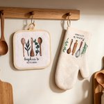 Personalized Watercolor Baking Tools Apron and Glove Set with Name Birthday Housewarming Gift for Moms Baker Lovers