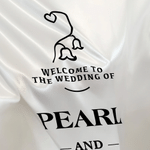 Personalised Wedding Themed Silk Banner with Name Text and Date Wedding Party Gift for Couples Newlyweds