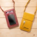 Personalized Classic Birth Flower PU Leather Crossbody Bag with Name and Touch Screen Window Travel Daily Use Birthday Gift for Women