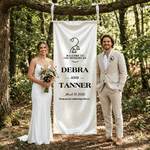 Personalised Wedding Themed Silk Banner with Name Text and Date Wedding Party Gift for Couples Newlyweds