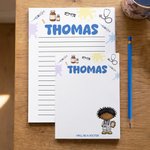 Personalized Kid Career Character Notepad with 40/80 Pages and Name Daily Use Back to School Birthday Gift for Kids Students