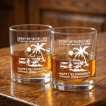 Personalisierte jeder Schluck schmeckt wie es ist nicht mein Problem Anymore 10 oz Rock Whiskey Glas mit Namen Vatertag Ruhestand Geschenk für Papa