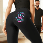 Personalised This Ass Belongs To Handprint Pattern Stretch Leggings Yoga Pants with Name Daily Wear Anniversary Gift for Wife Girlfriend