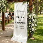 Personalised Wedding Themed Silk Banner with Name Text and Date Wedding Party Gift for Couples Newlyweds