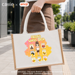Personalized Cartoon Character Playful emoji Scene Jute Tote Bag with Name Birthday Gift for Friends Kids | Callie × emoji ™