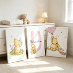 Personalized Classic Winnie the Pooh 3-Piece Canvas Prints with Name and Initial Nursery Decor Ship from USA Birthday Gift for New Baby