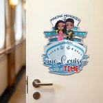 Aimant frigo personnalisé avec nom pour couple de personnages de bateaux de croisière Décoration maison Anniversaire Voyage d'été Cadeau pour couple