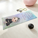 Toalla de Yoga Super Absorbente Personalizada Personaje de Yoga de Dibujos Animados con Nombre y Texto Accesorios Deportivos Regalo de Cumpleaños para Amigos Amantes del Yoga