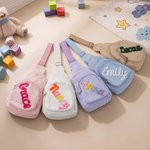 Henkilökohtainen monivärinen nimi Corduroy Mini Sling kukkaro Daily Play Ulkoiluaktiviteetit Syntymäpäivälahja pikkulapsille Lapset Lapset