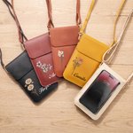 Personalized Classic Birth Flower PU Leather Crossbody Bag with Name and Touch Screen Window Travel Daily Use Birthday Gift for Women