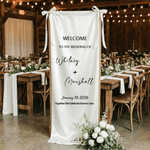 Personalised Wedding Themed Silk Banner with Name Text and Date Wedding Party Gift for Couples Newlyweds