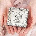 Personalized Line Hand-Drawing Floral Graduate Cap Ceramic Trinket Jewellery Tray with Name Year and School Name Graduation Gift for Graduates