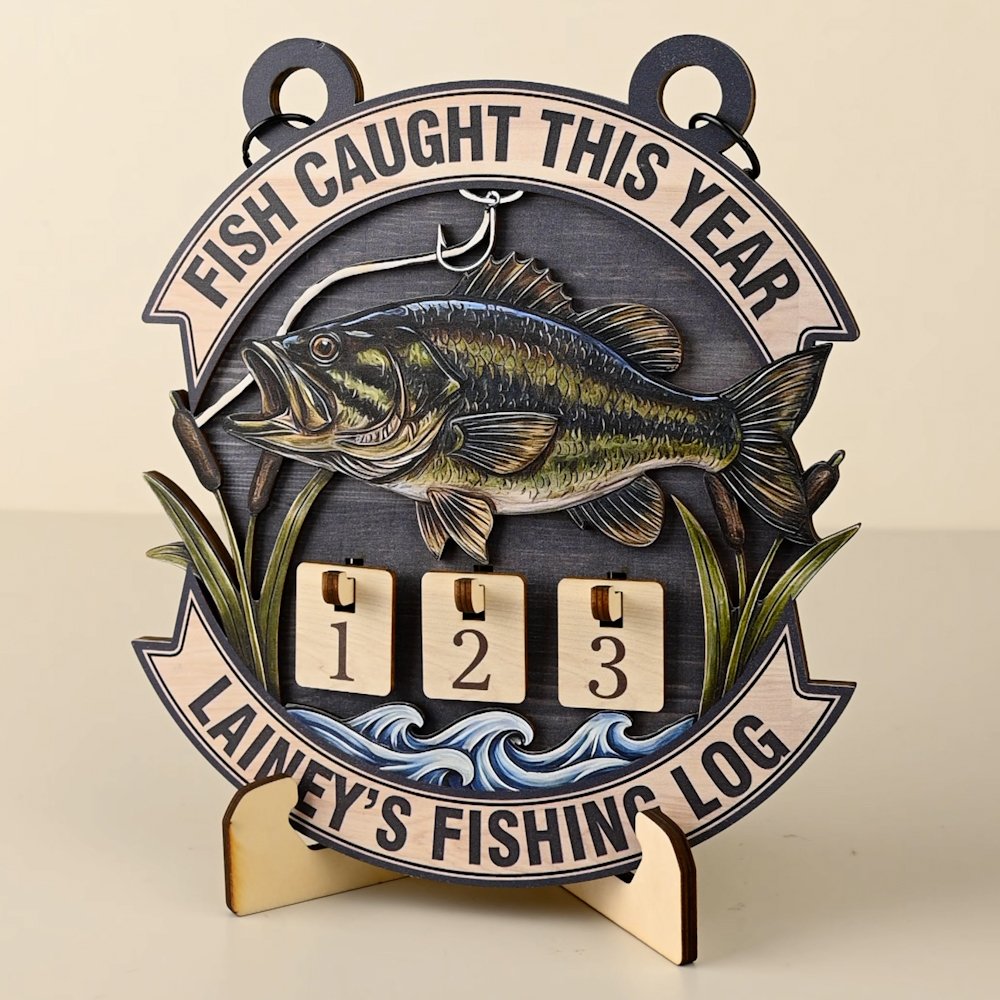 Personalized Fish Caught This Year Hanging with Name Father's Day Birthday Gift for Dad Grandpa Fisherman Fishing Enthusiast 5