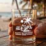 Personalisierte jeder Schluck schmeckt wie es ist nicht mein Problem Anymore 10 oz Rock Whiskey Glas mit Namen Vatertag Ruhestand Geschenk für Papa