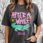 Personalized Chimpanzee Buffalo Crocodile Funny Goodbye Later Gator 100% Cotton T-shirt with Name Daily Wear Birthday Gift for Family Friends
