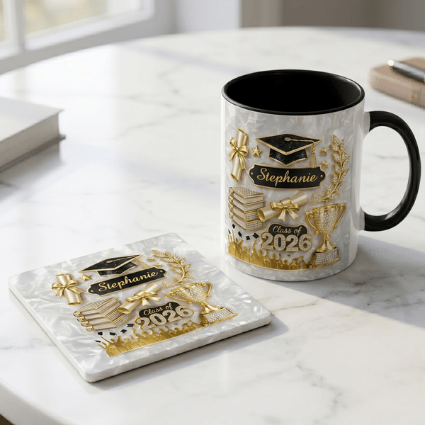 Tasse en céramique 11 oz 15 oz avec nom Cadeau de fin d'études pour les diplômés de la classe 2026
