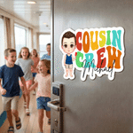 Personalized Cousin Crew Cartoon Character  Fridge Cruise Magnet with Name Home Decor Birthday Summer Travel Gift for Kid Cousin