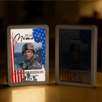 Personalizzato In Loving Memory Fallen Soldier LED Photo Frame Specchio con nome Giorno della memoria Regalo di simpatia per la famiglia dell'esercito perdita di una persona cara