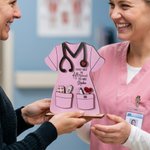 Personalized Nurse's Uniform Ornament with Title and Name Wooden Decoration Nurse Week Nurses' Day Gift for Nurse