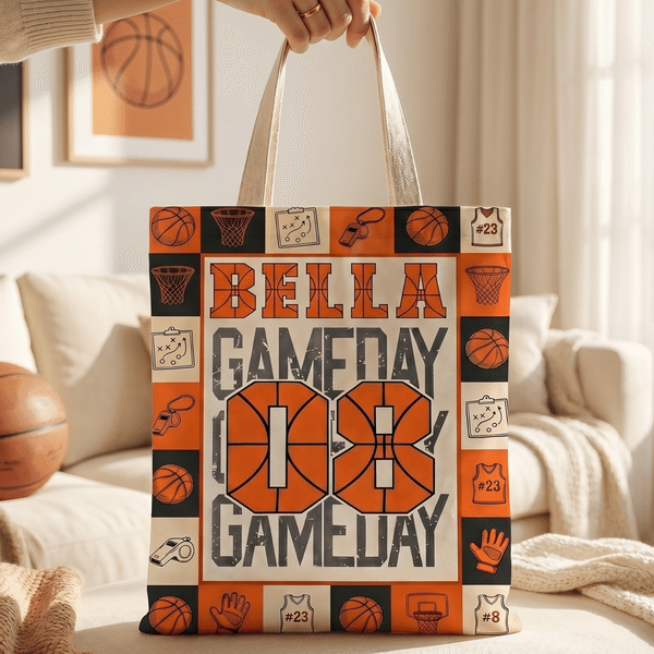 Sac en toile de grande capacité avec nom et numéro pour usage quotidien Cadeau d'anniversaire pour fan de sport