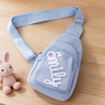 Henkilökohtainen monivärinen nimi Corduroy Mini Sling kukkaro Daily Play Ulkoiluaktiviteetit Syntymäpäivälahja pikkulapsille Lapset Lapset