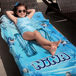 Personalizzato Squalo marino iniziale Asciugatura rapida Asciugamano da spiaggia in microfibra sovradimensionato con nome Festa estiva in spiaggia Uso regalo di compleanno per bambino adolescente