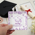 Personalized Line Hand-Drawing Floral Graduate Cap Ceramic Trinket Jewellery Tray with Name Year and School Name Graduation Gift for Graduates
