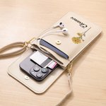 Personalized Classic Birth Flower PU Leather Crossbody Bag with Name and Touch Screen Window Travel Daily Use Birthday Gift for Women