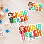 Personalized Cousin Crew Cartoon Character  Fridge Cruise Magnet with Name Home Decor Birthday Summer Travel Gift for Kid Cousin