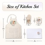 Personalized Watercolor Baking Tools Apron and Glove Set with Name Birthday Housewarming Gift for Moms Baker Lovers