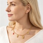 Personalizada Birthstone Inicial Collar con 5 Charms seleccionables Dainty Joyería Cumpleaños Aniversario Regalo para la Familia Amigo