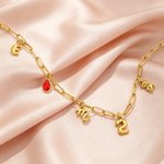 Personalizada Birthstone Inicial Collar con 5 Charms seleccionables Dainty Joyería Cumpleaños Aniversario Regalo para la Familia Amigo