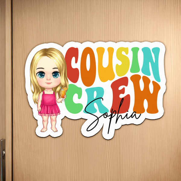 Personalized Cousin Crew Cartoon Character  Fridge Cruise Magnet with Name Home Decor Birthday Summer Travel Gift for Kid Cousin
