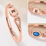 Personalised Rotatable Opal Sterling Silver Ring with Name and Initial Daily Wear Birthday Gift for Girlfriend Wife
