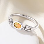 Personalised Rotatable Opal Sterling Silver Ring with Name and Initial Daily Wear Birthday Gift for Girlfriend Wife