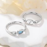 Personalised Rotatable Opal Sterling Silver Ring with Name and Initial Daily Wear Birthday Gift for Girlfriend Wife