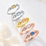 Personalised Rotatable Opal Sterling Silver Ring with Name and Initial Daily Wear Birthday Gift for Girlfriend Wife