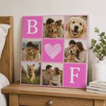 Personalised Nine-Square Grid Photo Giclee Canvas Prints with Letter Title Date Home Decor Anniversary Gift for Family Friend Couple