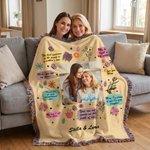 Personalized Inspirational Mom Quote Photo Floral Soft Tassel Throw Blanket with Name Home Sofa Decor Birthday Gift for Mom Grandma