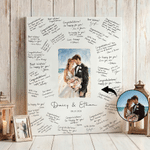Personalized Watercolour Style Wedding Photo Canvas Prints with Name and Date Message Board Wall Decor Wedding Gift for Newlyweds
