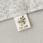 Fleur de naissance aquarelle personnalisée 100% coton Etiquette de couture avec nom et texte Cadeau d'anniversaire pour les amateurs de tricot et de bricolage