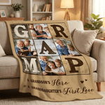 Personalized Warm Photo Collage Design Soft Throw Blanket with Text Daily Use Birthday Father's Day Gift for Dad Grandpa
